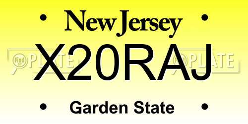 X20RAJ New Jersey License Plate