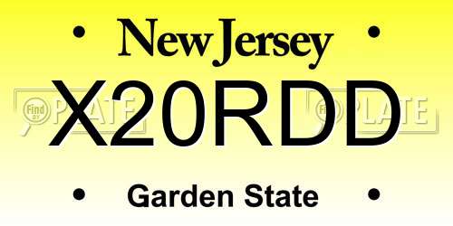 X20RDD New Jersey License Plate