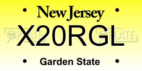 X20RGL New Jersey License Plate