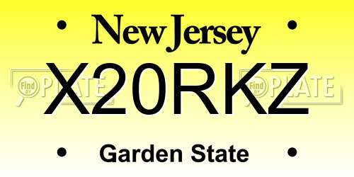 X20RKZ New Jersey License Plate