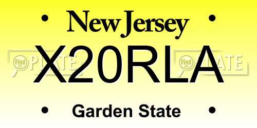 X20RLA New Jersey License Plate