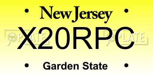 X20RPC New Jersey License Plate