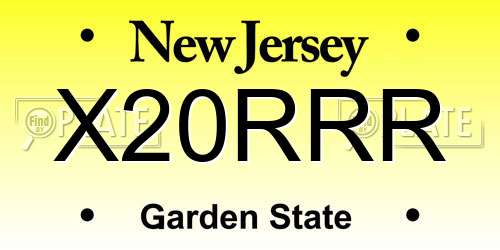 X20RRR New Jersey License Plate