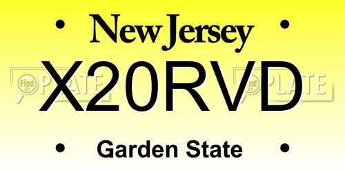 X20RVD New Jersey License Plate