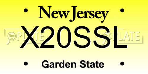 X20SSL New Jersey License Plate