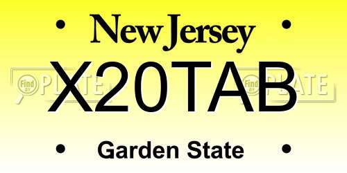 X20TAB New Jersey License Plate