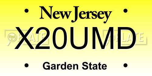 X20UMD New Jersey License Plate