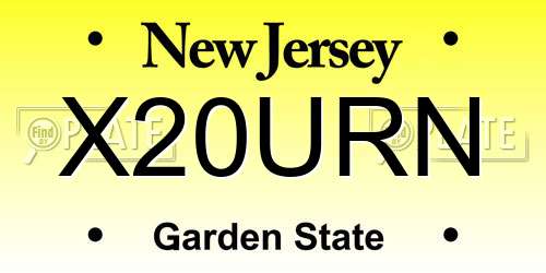 X20URN New Jersey License Plate