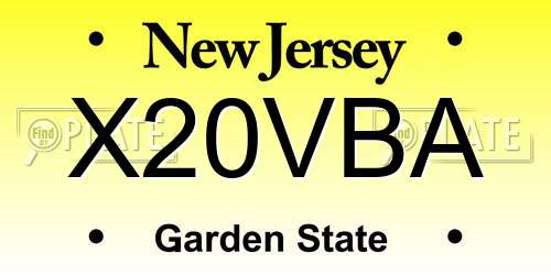 X20VBA New Jersey License Plate