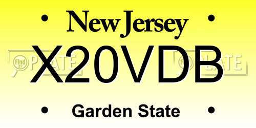 X20VDB New Jersey License Plate