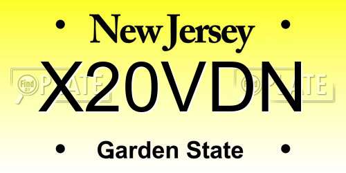 X20VDN New Jersey License Plate