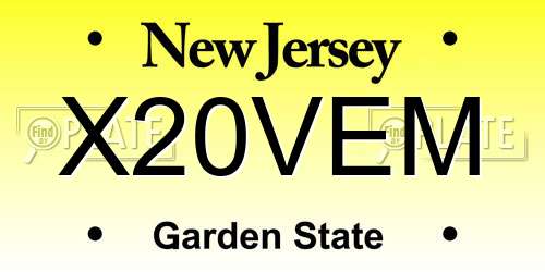 X20VEM New Jersey License Plate