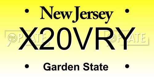 X20VRY New Jersey License Plate