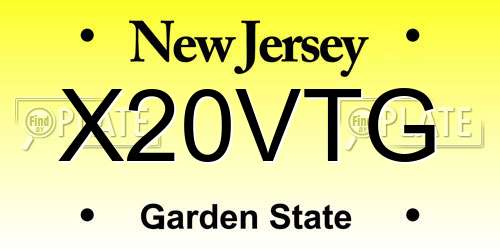 X20VTG New Jersey License Plate