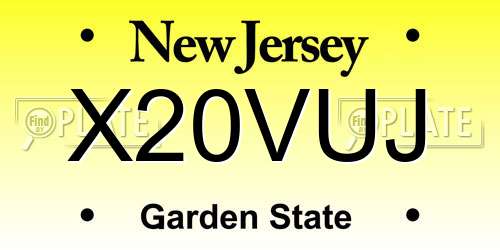 X20VUJ New Jersey License Plate