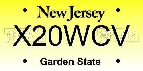 X20WCV New Jersey License Plate