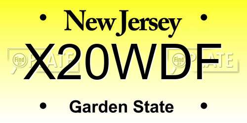 X20WDF New Jersey License Plate