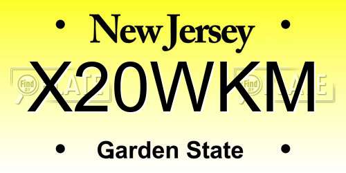 X20WKM New Jersey License Plate