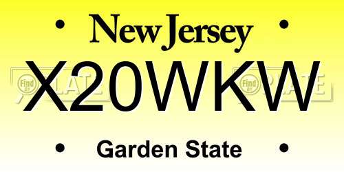X20WKW New Jersey License Plate