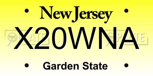 X20WNA New Jersey License Plate