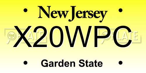 X20WPC New Jersey License Plate