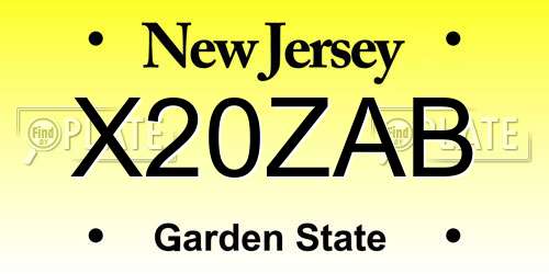 X20ZAB New Jersey License Plate