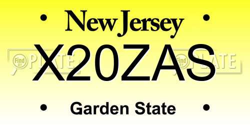 X20ZAS New Jersey License Plate