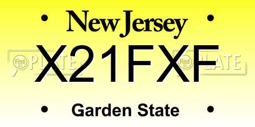X21FXF New Jersey License Plate