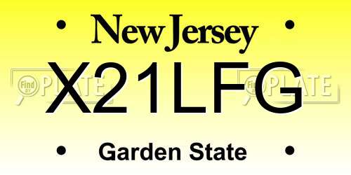 X21LFG New Jersey License Plate