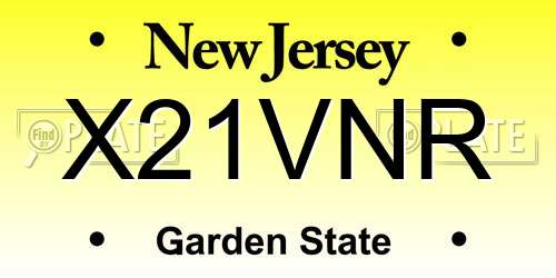 X21VNR New Jersey License Plate