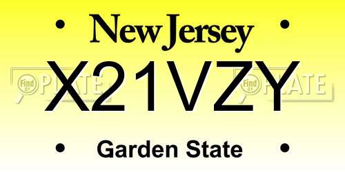 X21VZY New Jersey License Plate