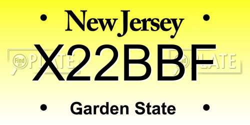 X22BBF New Jersey License Plate