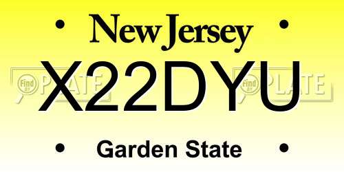 X22DYU New Jersey License Plate