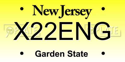 X22ENG New Jersey License Plate