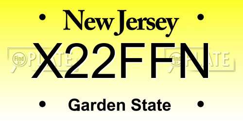 X22FFN New Jersey License Plate