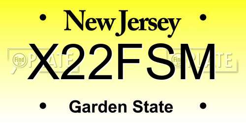 X22FSM New Jersey License Plate