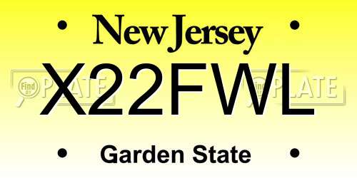 X22FWL New Jersey License Plate