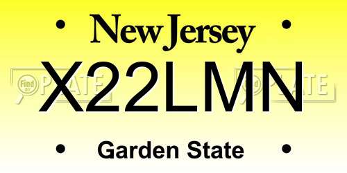 X22LMN New Jersey License Plate