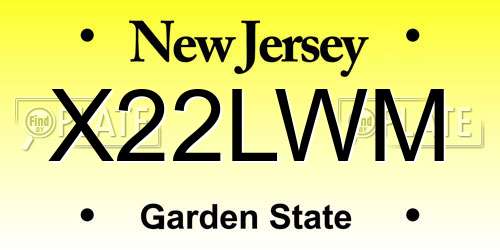 X22LWM New Jersey License Plate