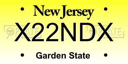 X22NDX New Jersey License Plate