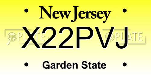 X22PVJ New Jersey License Plate