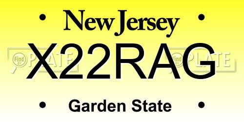X22RAG New Jersey License Plate