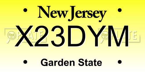 X23DYM New Jersey License Plate