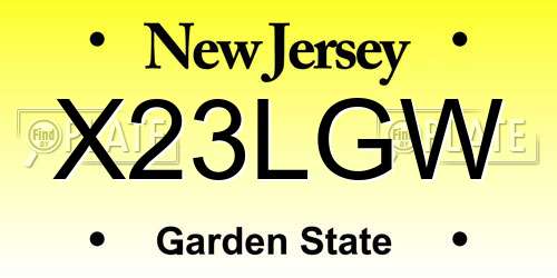 X23LGW New Jersey License Plate