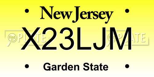 X23LJM New Jersey License Plate