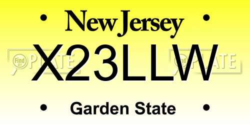 X23LLW New Jersey License Plate