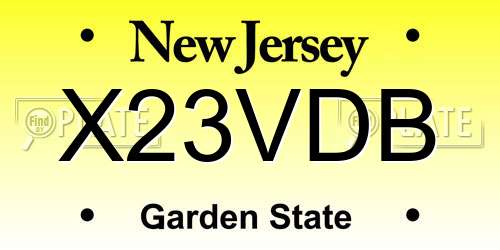 X23VDB New Jersey License Plate