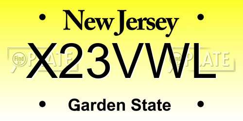 X23VWL New Jersey License Plate
