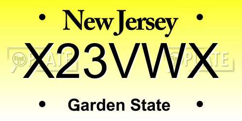 X23VWX New Jersey License Plate