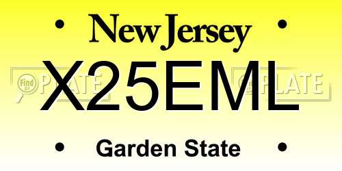 X25EML New Jersey License Plate